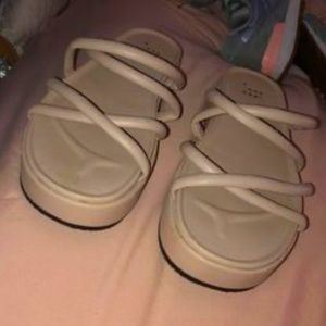 Nude platform strappy sandals, size bigger 6- fits 6.5/7 women’s